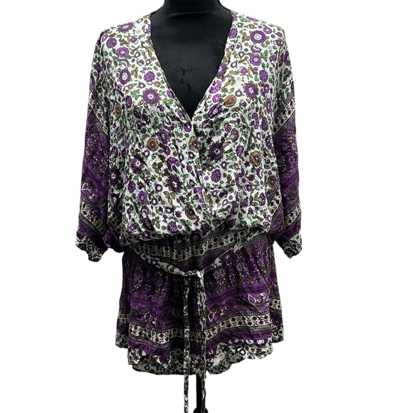 Umgee Pants - Umgee Women’s Size XL The Bloomin Curvy Romper Shorts V Neck Boho Floral Print